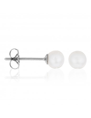 Boucles d'oreilles "My Pearl" Or Blanc 375/1000 Perles Blanches
