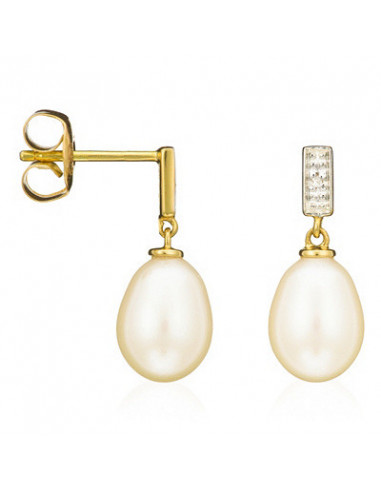 Boucles d'oreilles "Ma Perle" Diamants 0,01ct/2+2 Perles de culture 7mm