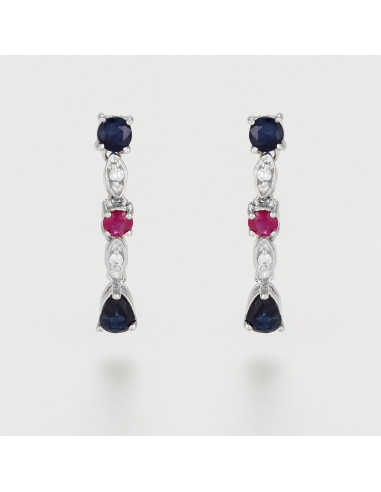Boucles d'oreilles Or Blanc 375/1000 "Queen of stone" D0,03ct/4 S0,68ct/4 R0,18ct/2