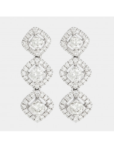 Boucles d'oreilles Or Blanc 750/1000 "Triosanges" Diamants 0,85/102