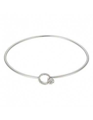 Bracelet Or Blanc 375/1000 Bangle "Precious Circle" Diamant 0,15/28