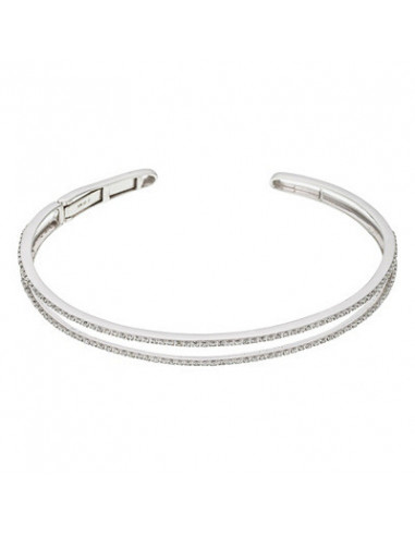 Bracelet Or Blanc 375/1000 Bangle ''Classy" Diamants 0,44/154