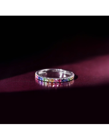Bague Or Blanc 375/1000 "Colorful love" E0,04/2 R0,08/3 S0,13/5 OS0,06/3 PS0,08/3 YS0,07/2