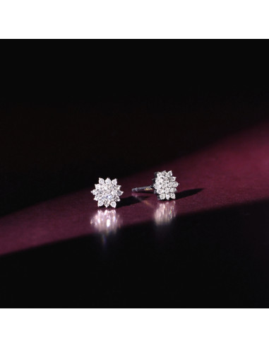 Boucles d'oreilles Or Blanc 375/1000 "Beauté Majestueuse" Diamant 0,2/38