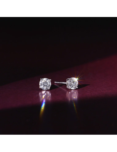 Boucles d'oreilles Or Blanc 750/1000" Single diamond 1 Carat" Diamant 1ct/2