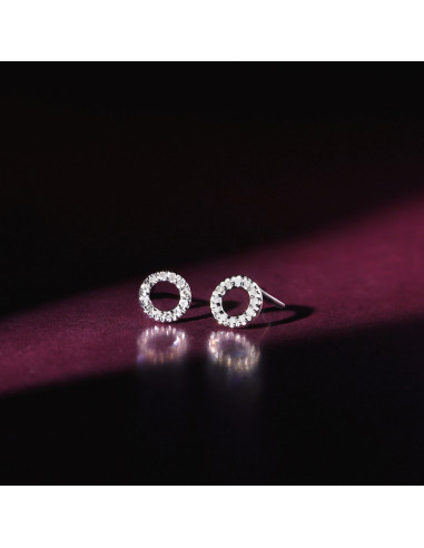 Boucles d'oreilles Or Blanc 375/1000 "Simplicité" Diamant  0,10" Simplicité" Diamant  0,10ct/24