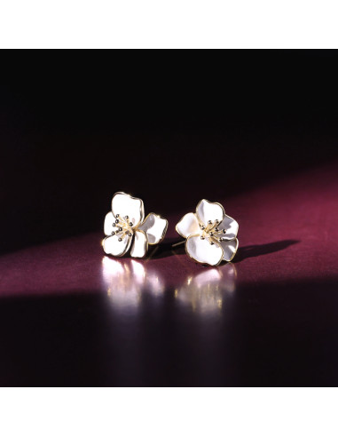 Boucles d'oreilles Or Jaune 375/1000  "Orchidée"
