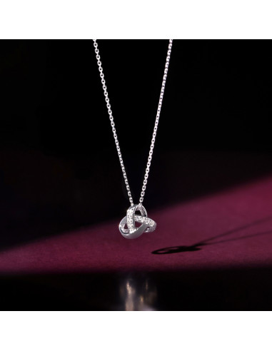 Pendentif Or Blanc 375/1000 "Noeud Elegance"  Diamant 0,035ct/8